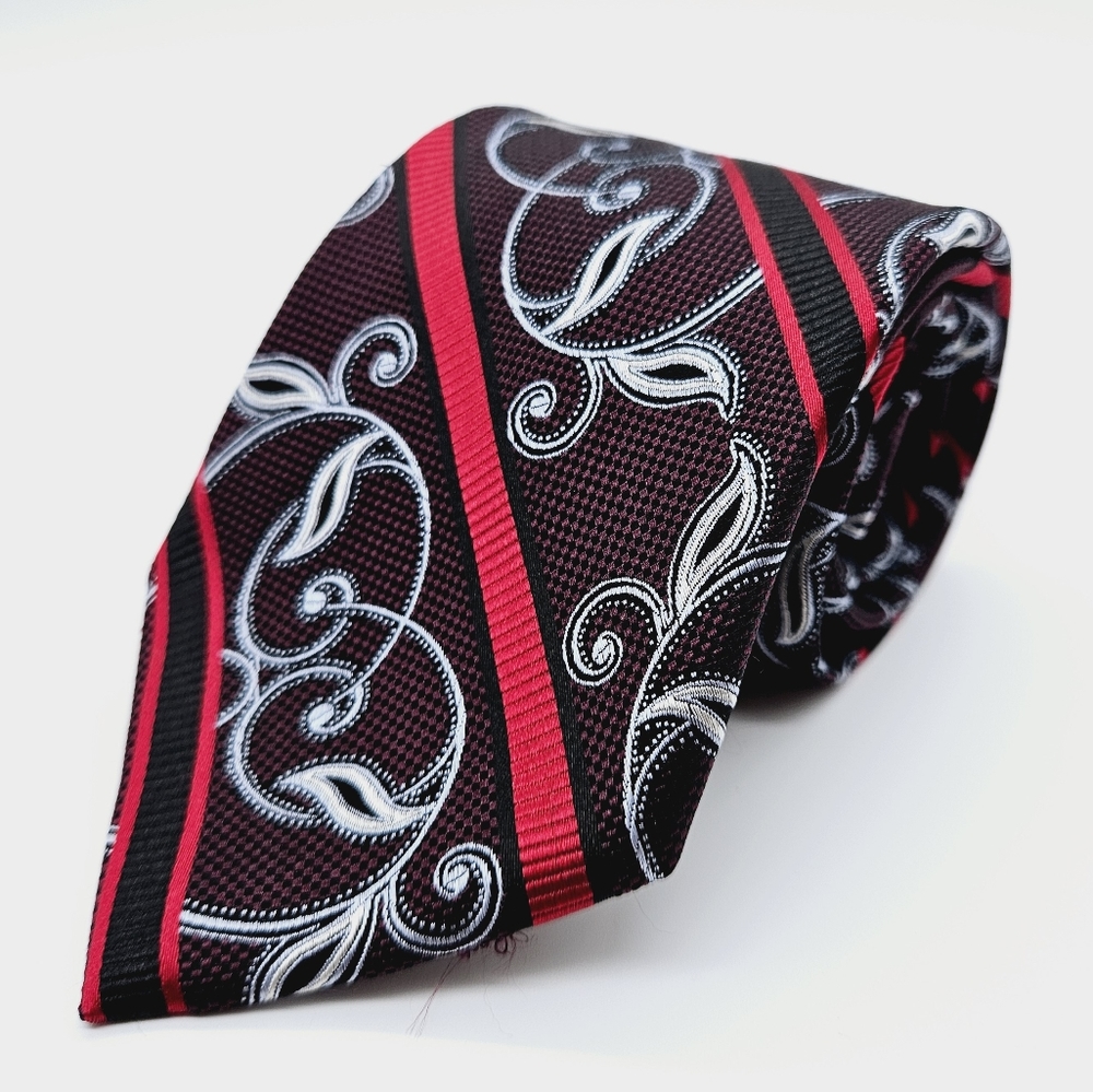 ENRO | 100% silk filigree & stripe neck tie